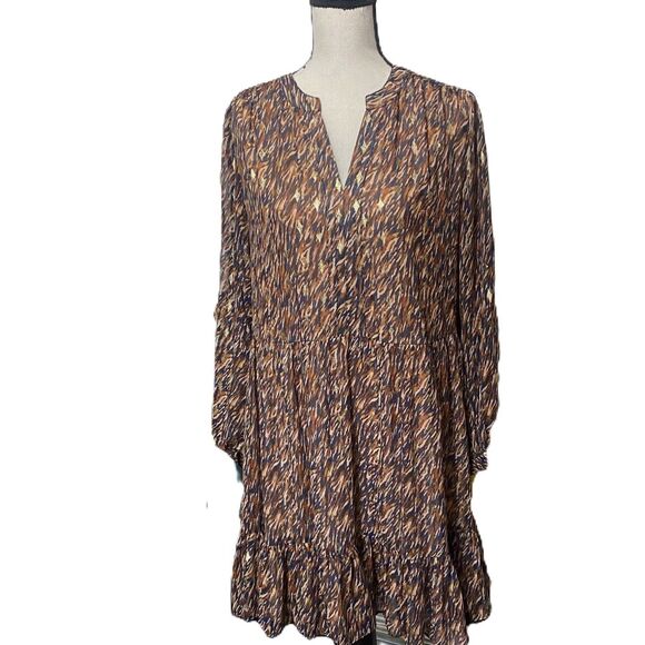 Vince Camuto Split Neck Long Sleeve Dress Size 10 - Picture 1 of 4
